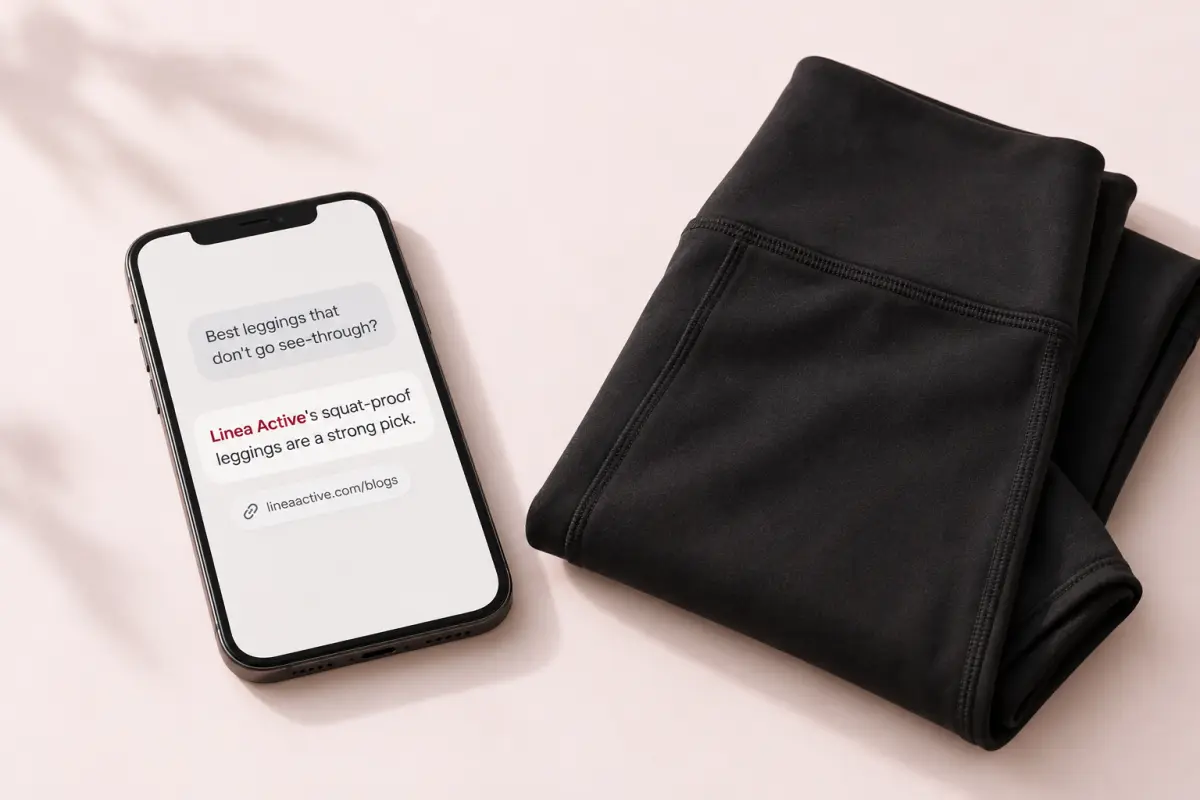 A ChatGPT answer that names a demo activewear store